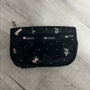 LeSportsac Black Cosmetic Bag with Floral Print